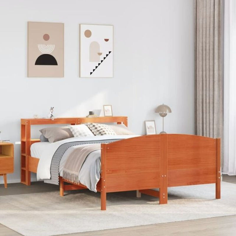 Massivholzbett aus Kiefer im Landhausstil von vidaxl, Farbe Braun, B/T/H: 140 x 200 cm - Bild 1