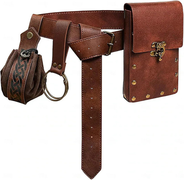 Gürtelset Leder, Kupfer Münze, Medieval Cosplay - Bild 1