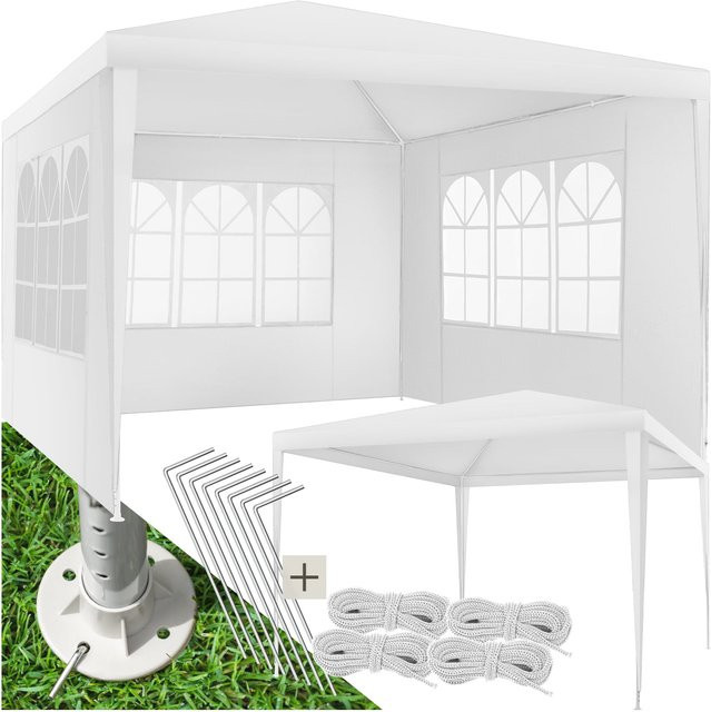 tectake Pavillon Barinas Weiß, B/T/H: 300 x 300 x 250 cm, wasserdicht und mit UV-Schutz im Stecksystem - Bild 1