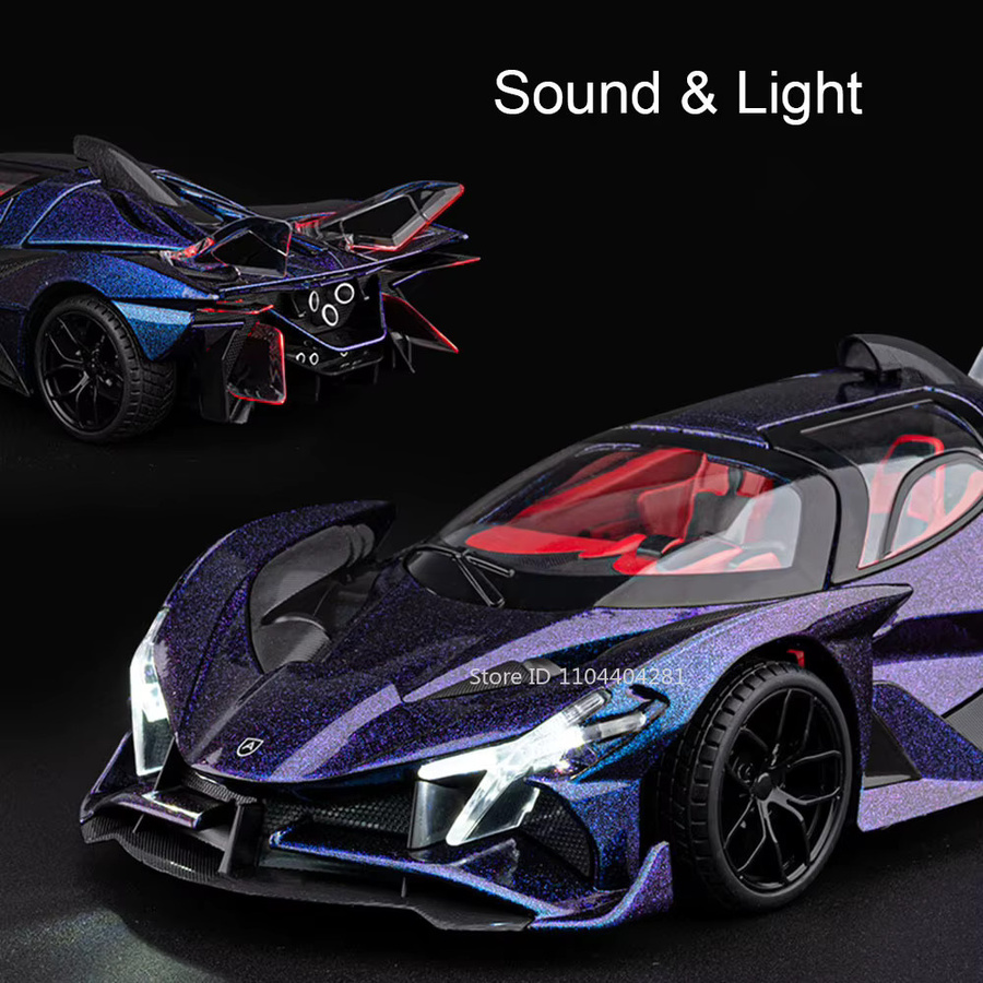 MAKEDA Apollo EVO 918 Martini Supercar Modell, 1:18, mit Sound und Licht, Metall - Bild 1