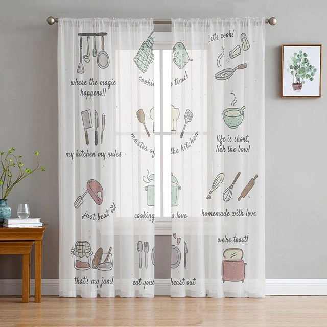 Transparenter Chiffon-Tüll-Voile Vorhang von A Family Of Home Textiles in Weiß, B: 135 cm, H: 114 cm - Bild 1