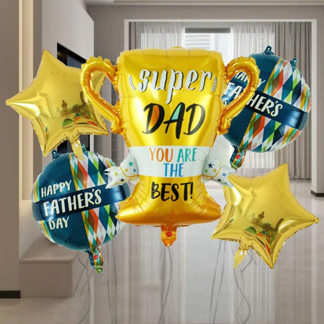 5 Stück YAYB Happy Father's Day Folienballons in Gold für deine Party-Dekoration - Bild 1