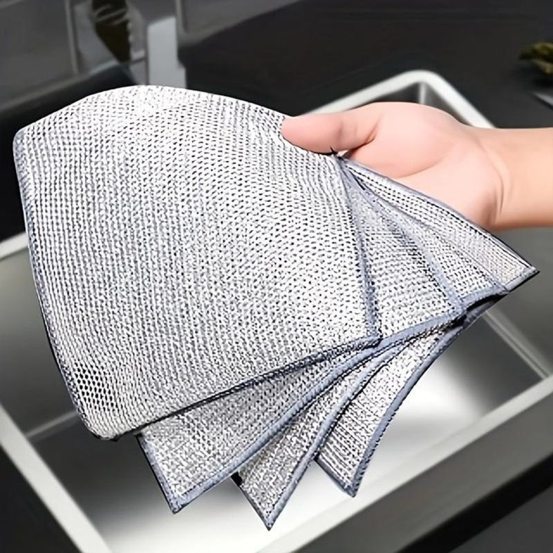 20 Stück Kratzfreie Stahlwolle-Scheuerschwämme zur mühelosen Entfernung von Fett, Öl und Schmutz, wiederverwendbar und waschbar für Küche und Bad - Bild 6