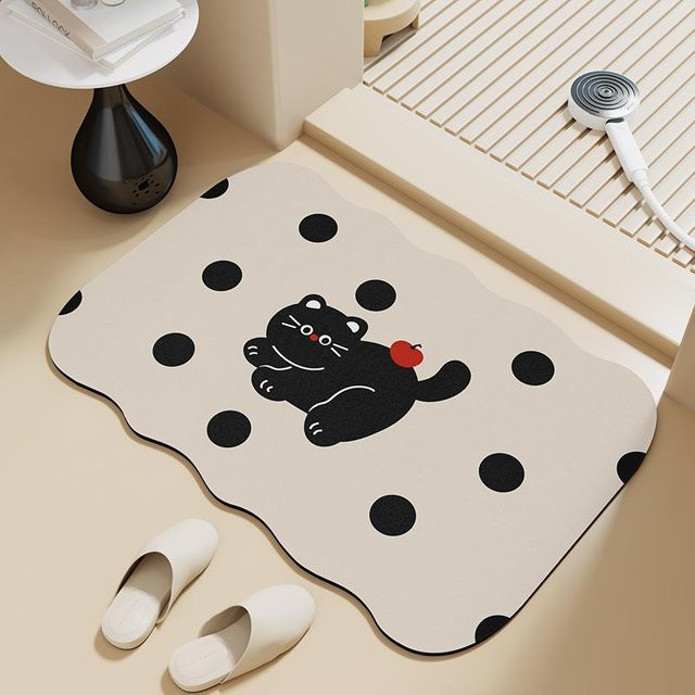 Absorbentmatte aus Diatomeenerde für das Badezimmer, rutschfeste Badematte in Schwarz, Breite: 40 cm, Tiefe: 60 cm - Bild 1