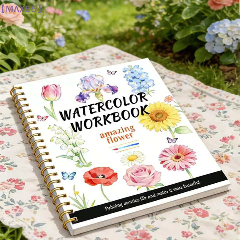 MAX-55 Aquarell-Blumen-Arbeitsbuch mit spiralgebundener Bindung und dickem Papier für Anfänger, A4, Mehrfarbig - Bild 2