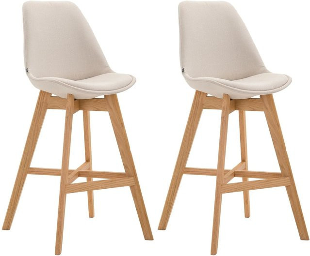 2er Set DELUKE Barhocker DUMIR in Creme mit Lehne, moderne Stoff Barstühle für Küche und Esszimmer, B/T/H: 48 x 56 x 112 cm - Bild 1