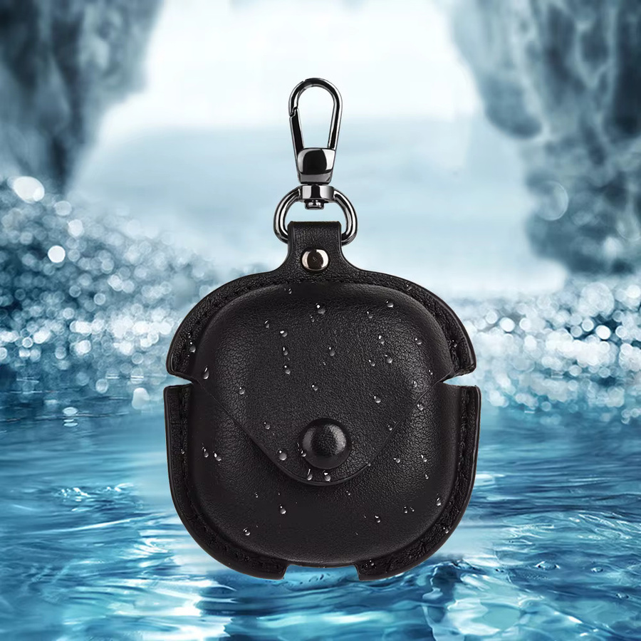 Luxuriöse Lederhülle für Samsung Galaxy Buds 4 und Galaxy Buds 4 Pro in Gelb mit Schlüsselanhänger - Bild 3