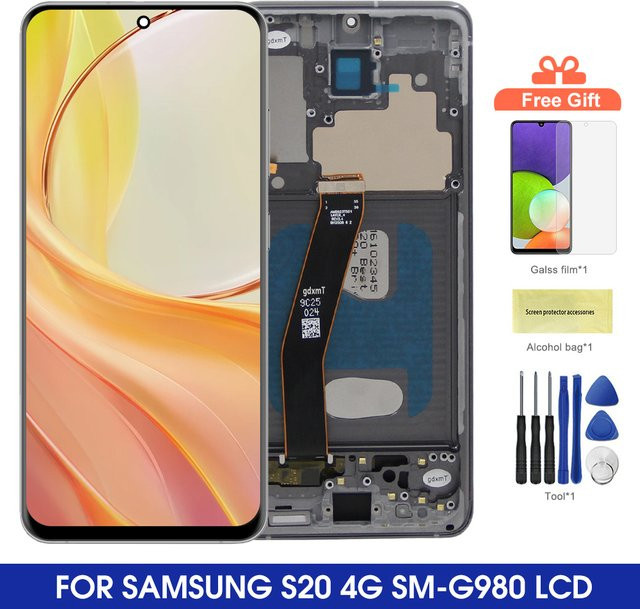 Q-PASS LCD Touch Screen Display Digitizer Montage für Samsung Galaxy S20 4G SM-G980 SM-G980F SM-G980F/DS in Schwarz oder Silber - Bild 1