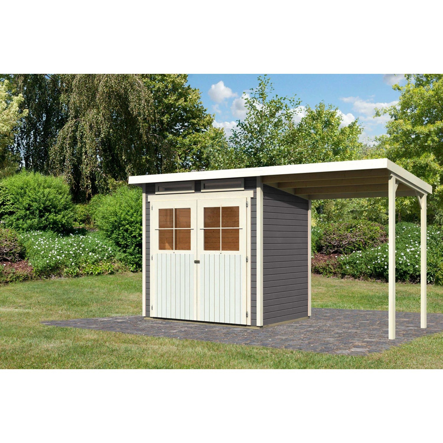 Karibu Holz-Gartenhaus Egersund mit Pultdach in Terragrau, B: 199 cm, T: 152 cm, H: 220 cm - Bild 2