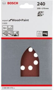 Bosch Expert Multischleifpapier für Holz und Lack mit Klett, Körnung 240, B: 170 mm, H: 100 mm, 5 Stück - Bild 2