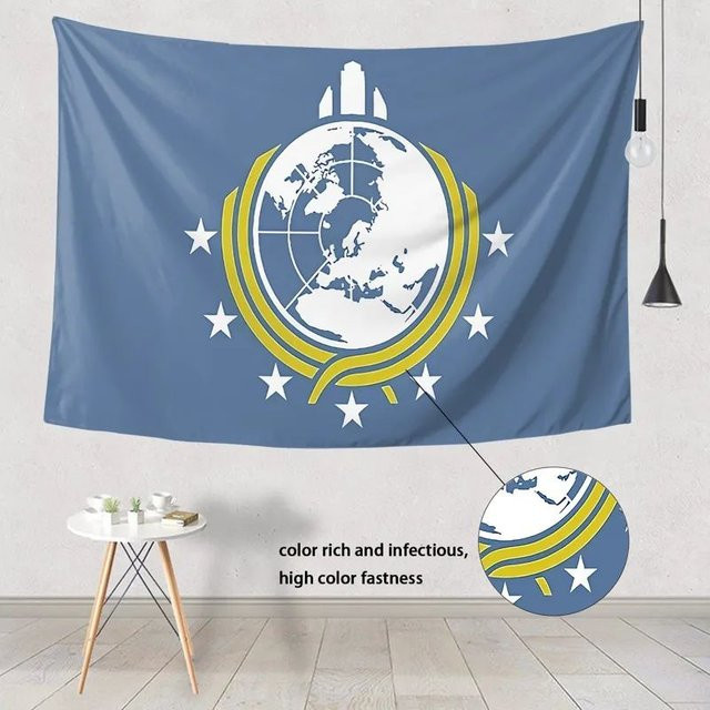VIKAMA Super-Erde-Flaggen Wandteppich in Blau mit Sternen-Motiv, klassisches Textil für Wohnzimmer, Schlafzimmer und Büro, B/H: 73 x 73 cm - Bild 1