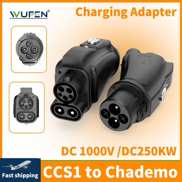 WUFEN CCS1 zu CHAdeMO EV-Adapter für DC-Schnellladestationen, 250A, 1000V, Farbe: Schwarz - Bild 1