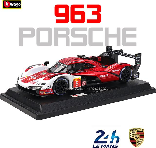 Bburago Porsche 963, Rennwagen, 1:24, Legierung - Bild 1