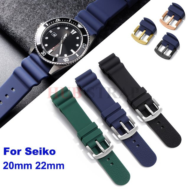 Uhrenarmband Silikon, Quick Release, 20mm 22mm, Schwarz Grün Blau, Unisex - Bild 1