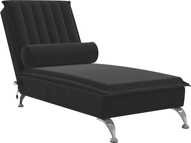 vidaXL Massage-Chaiselongue aus Samt mit Nackenrolle in Schwarz - Bild 1