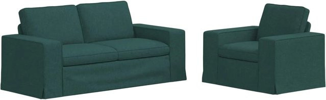 vidaXL 2-teiliges Sofa Dunkelgrün mit Stoffbezug und Metallrahmen B/T/H: 182 x 80 x 82 cm und 103 x 80 x 82 cm - Bild 1