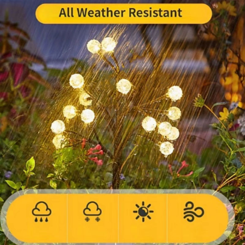 Solar Kristall Ball Lichterkette mit 15 LEDs im Baumzweig Design, Wasserdichte Solar Gartenleuchten für Boden und Wege - Bild 3