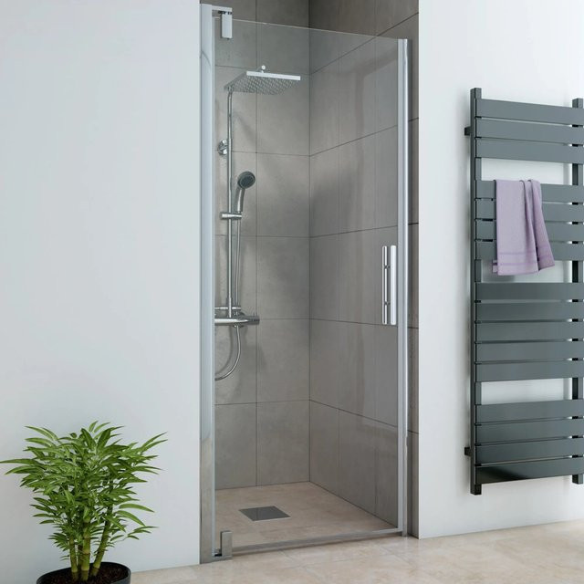 Breuer Nischen-Drehtür Europa Design aus Klarglas in Chrom und Transparent, Breite: 100 cm, Höhe: 200 cm - Bild 1