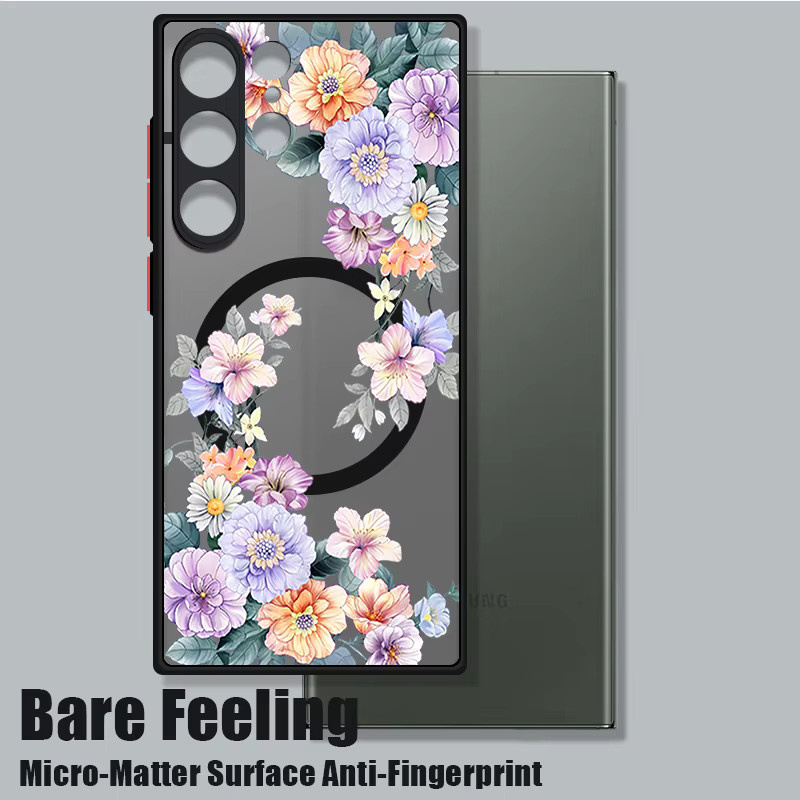 Magnetische Handyhülle mit Blumenmuster für Samsung Galaxy S26 S25 S24 S23 Ultra S25 S24 FE A17 A37 A56 A55 A36 A16 A54 Acryl-Cover in Multicolour und Black - Bild 1