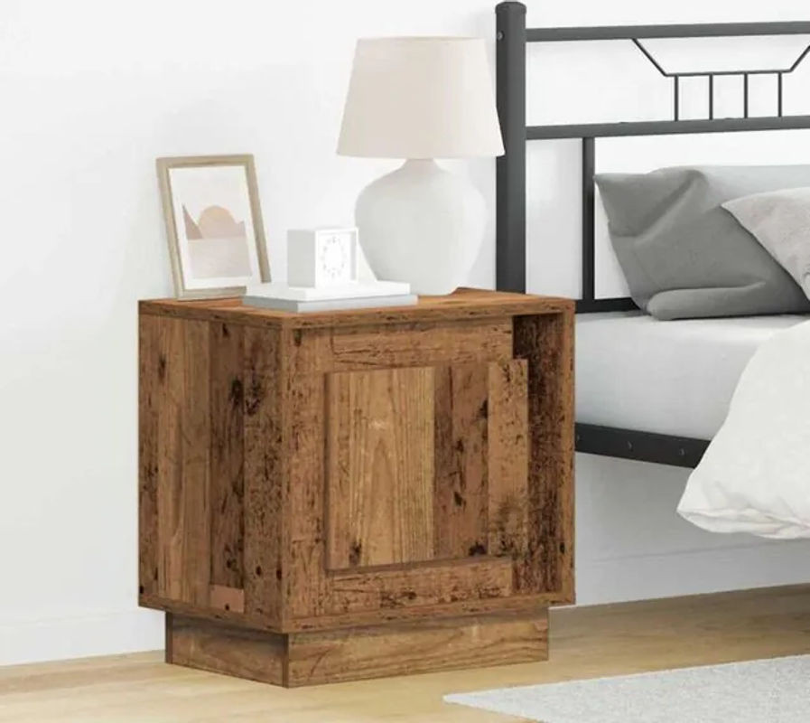 Nachttisch aus Altholz in Braun im Landhaus und Industrial Stil von vidaXL, B/T/H: 44 x 34,5 x 45 cm - Bild 1