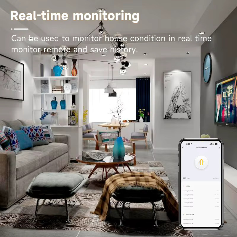 Tuya Smart Home ZigBee Vibrationssensor in Weiß für Echtzeit-Überwachung und Sicherheitsschutz per App - Bild 2