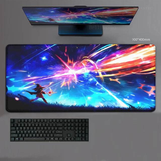 Potdemiel KonoSuba Megumin XXL-Mauspad in Multicolour, große Schreibtischunterlage für Gaming und Tastatur, B/T: 90 x 40 cm - Bild 1