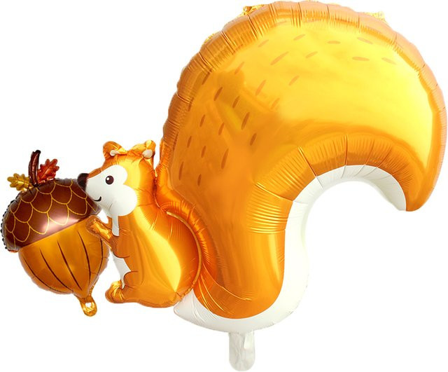 LQZZY 2er-Set Aluminiumfolienballons mit Eichhörnchen und Tannenzapfen in Orange für Kindergeburtstage und Tier-Motto-Partys - Bild 1