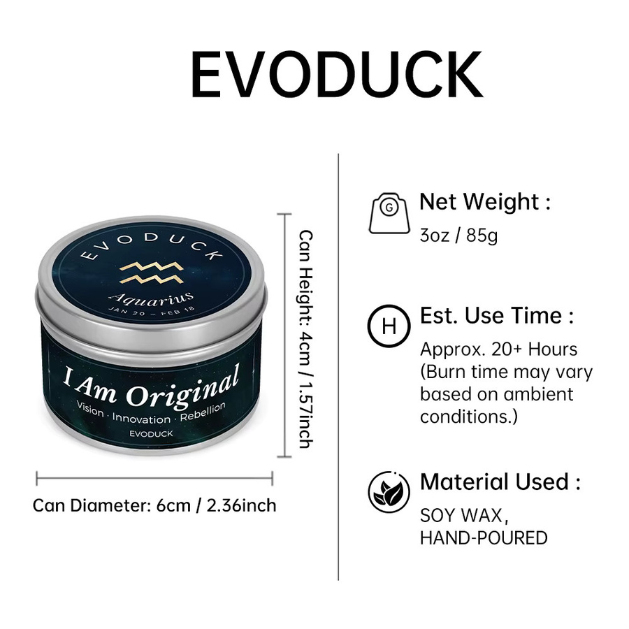 EVODUCK Aquarius Sternzeichen Duftkerze Ozon-Lavendel in Metalldose 85 g - Bild 2