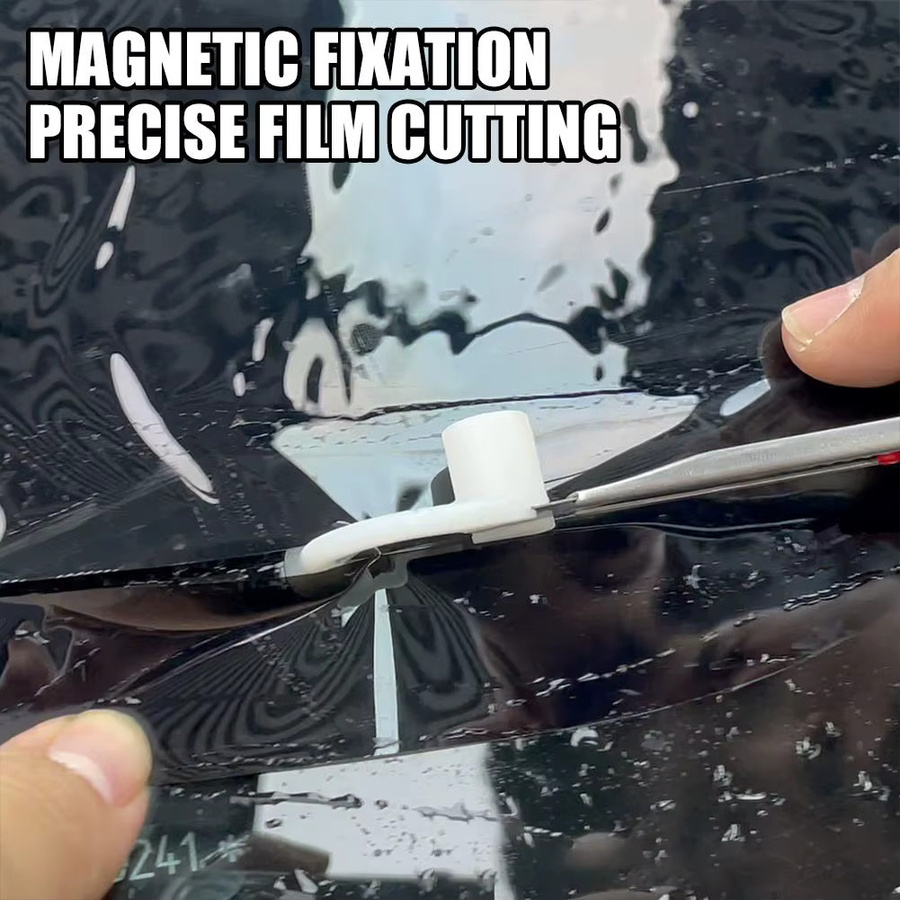 Präzisions-Kantenschneidewerkzeug mit Magnet und 9mm Messerklingen in Weiß für Vinylfolien und Autofolierung - Bild 2