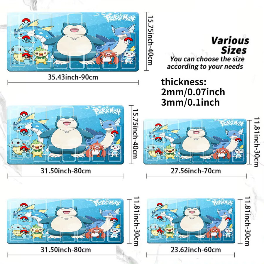 Potdemiel Gaming-Mauspad Pokemon Wasser-Typ Starter und Snorlax Schreibtischunterlage Multicolor - Bild 5