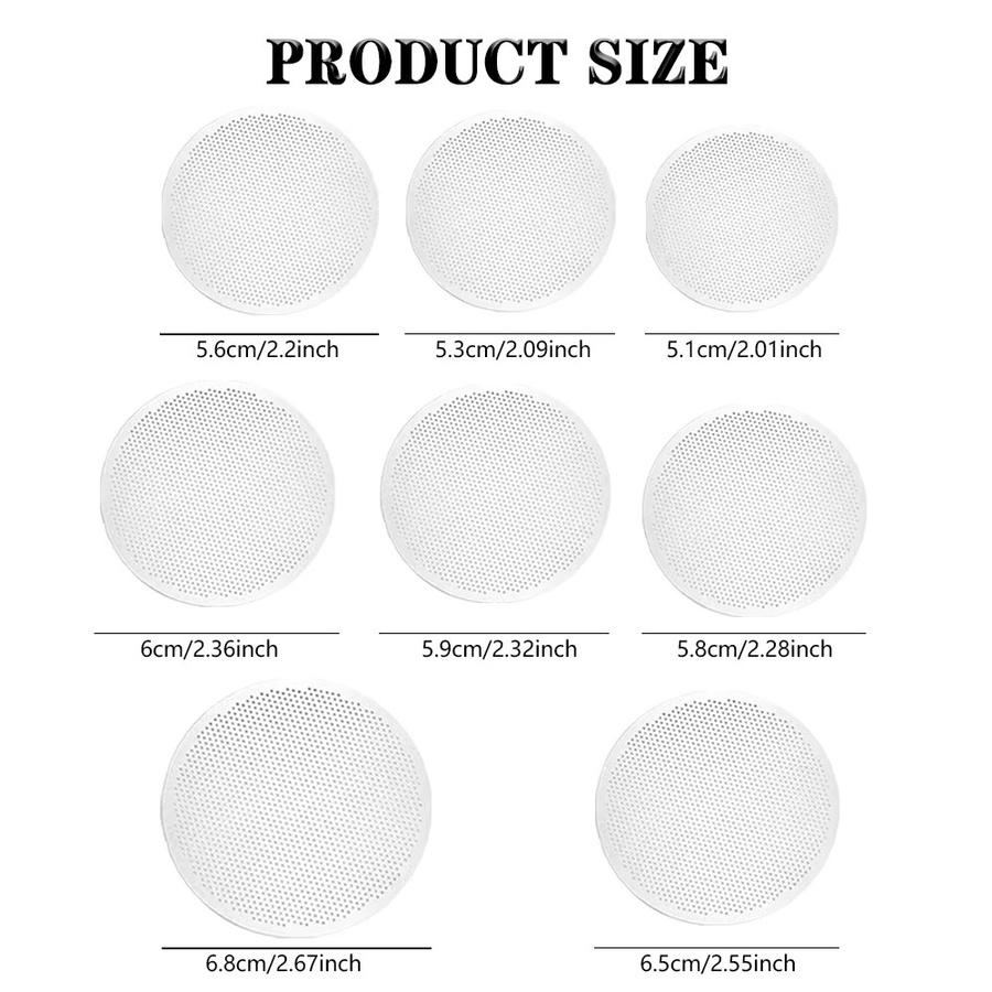 2er-Set Dalinwell Kaffee Puck-Siebe aus feinem Metall, silberfarben, runde Siebe für verschiedene Durchmesser: 51mm, 53mm, 56mm, 58mm, 59mm, 60mm, 65mm, 68mm - Bild 2