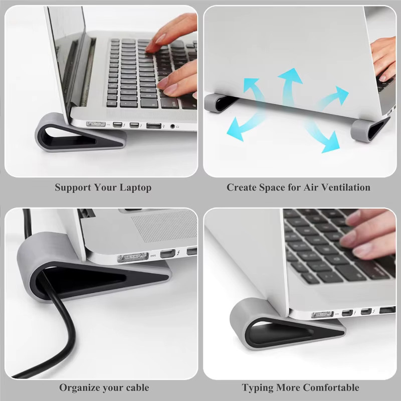 OUYUANSU Tragbarer Laptop-Tastaturständer in Grau mit erhöhten Füßen und Gummi-Kippkeil-Riser für Notebooks - Bild 4
