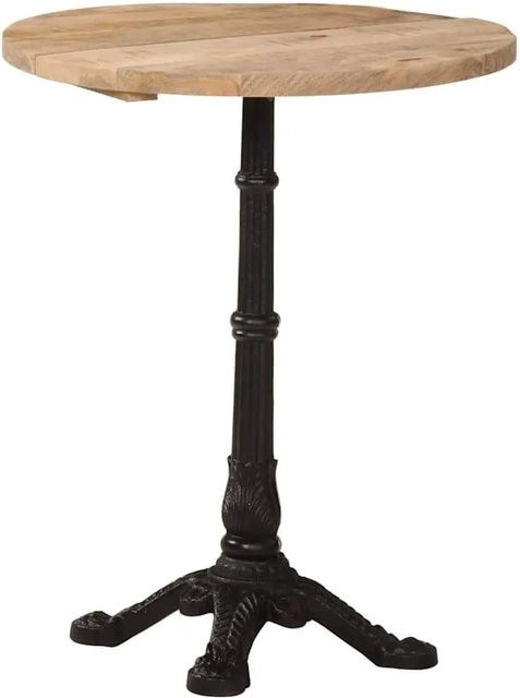 DELUKE Bistrotisch FRANZ aus Mangoholz in Braun-antik, runder Esstisch im Vintage-Design, Durchmesser: 60 cm, Höhe: 76 cm - Bild 1