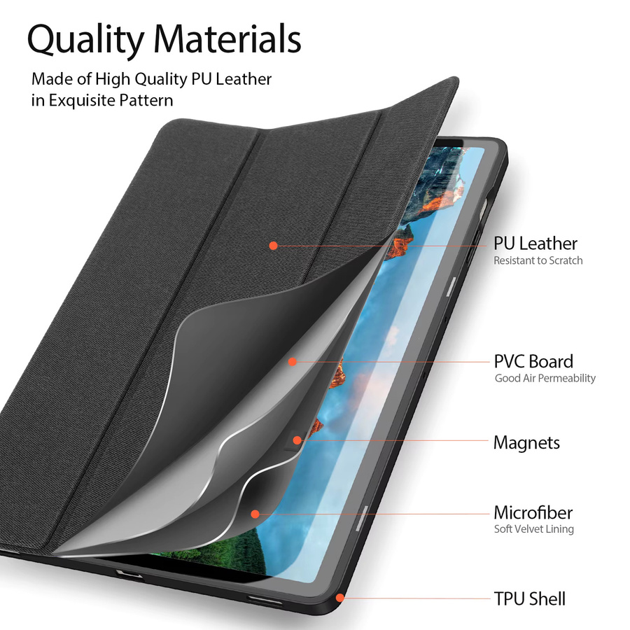 DUX DUCIS Tablet-Hülle in Pink mit dreifach faltbarem Ständer und Stylus-Stifthalter für Samsung Galaxy Tab S10 Ultra, S9 Plus, S9 Fe Plus und S6 Lite inklusive Auto-Sleep-Wake-Funktion - Bild 4