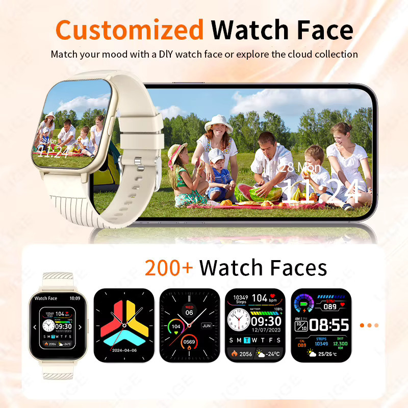 LIGE Smartwatch mit Bluetooth-Anruffunktion und Voll-Touchscreen, Wasserdichte Sport Fitness Tracker für Damen und Männer, Schwarz - Bild 6