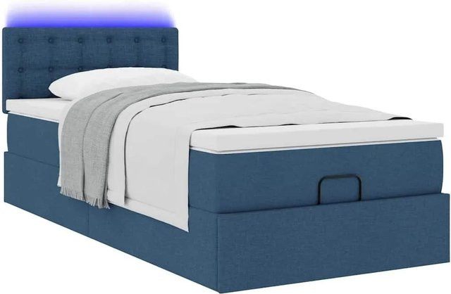 vidaXL Ottoman-Bett mit Matratze und LED-Beleuchtung in Blau, B/T/H: 80 x 200 x 88 cm - Bild 1