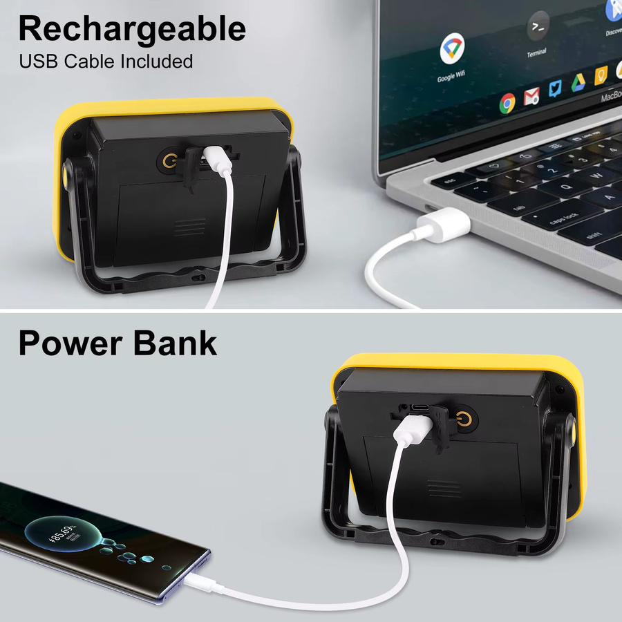 Superhelles tragbares Arbeitslicht mit 97 SMD LEDs, USB wiederaufladbare LED-Taschenlampe in Schwarz mit 5 Modi für Outdoor, Camping und Notfälle - Bild 4