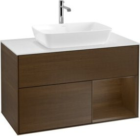 V&B Waschtischunterschrank Finion 100 in Weiß mit Regalfach wal ven, Breite: 100 cm, Höhe: 50,1 cm, Tiefe: 50,1 cm - Bild 1