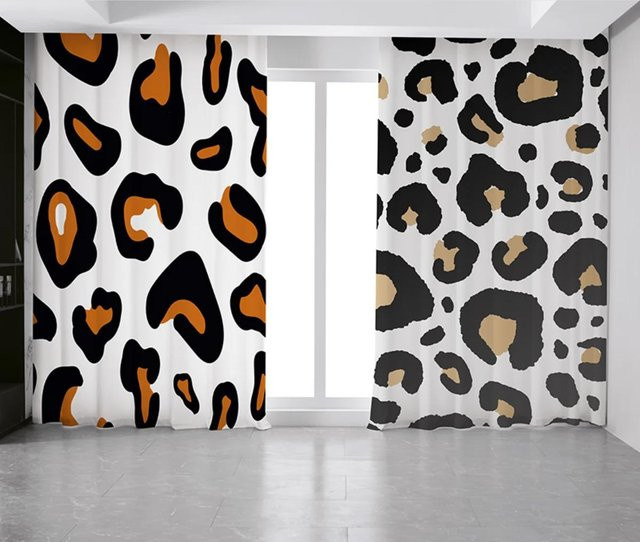 Yiran Furniture Zebra-Print Vorhänge in Schwarz und Weiß, 2 Panele aus Polyester mit Ösen, Breite: 55 cm, Höhe: 120 cm - Bild 1