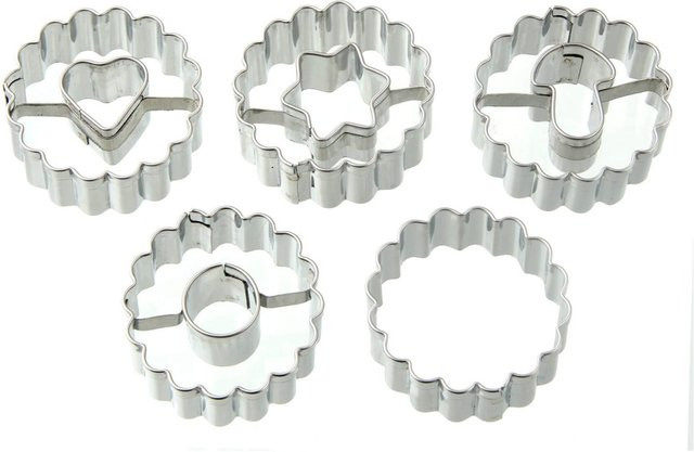Dr. Oetker Ausstecher Linzer White Christmas Set, 5-teilig, Edelstahl, Silber/Weiß - Bild 1