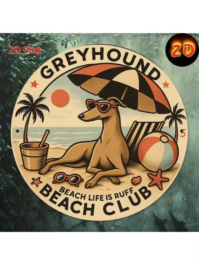 Potdemiel Metallschild Windhund Beach Club Rund, Mehrfarbig, Durchmesser: 20 cm - Bild 6