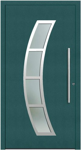 KNOCK Flügelüberdeckende Kunststoff-Haustür Terra in Moosgrün mit Glaseinsatz und RC2-Schutz - Bild 1