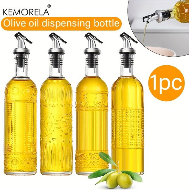 KEMORELA Ölflasche aus Glas, auslaufsicherer Olivenöl-Dekanter in Transparent mit auslauffreiem Ausgießer - Bild 1