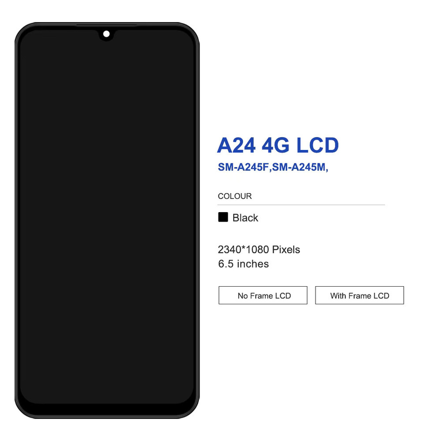 Samsung A24 4G OLED LCD Display mit Rahmen und Touchscreen Digitizer in Schwarz, kompatibel mit Modellen A245, A245F und A245M - Bild 2