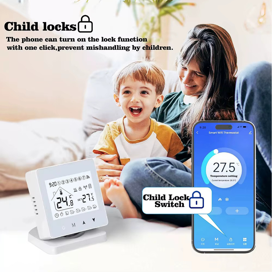 RKHK Wifi Drahtloser Smart Thermostat in Weiß für Gaskessel und Fußbodenheizung, Programmierbarer RF Temperaturregler mit Tuya App-Steuerung, kompatibel mit Google Home und Alexa - Bild 5