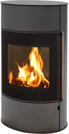 H&M Germany Kamin-Ofen Mango 2.0 Plus in Guss-Grau mit Ganzglas-Tür aus Stahl und Holz, B/T/H: 71 x 51 x 128 cm