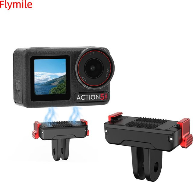 Flymile Magnetische Adapterbasis für DJI Action 5 Pro, 4 und 3 in Schwarz als Schnellverschluss-Erweiterungsstativ und Adapterhalterung - Bild 1