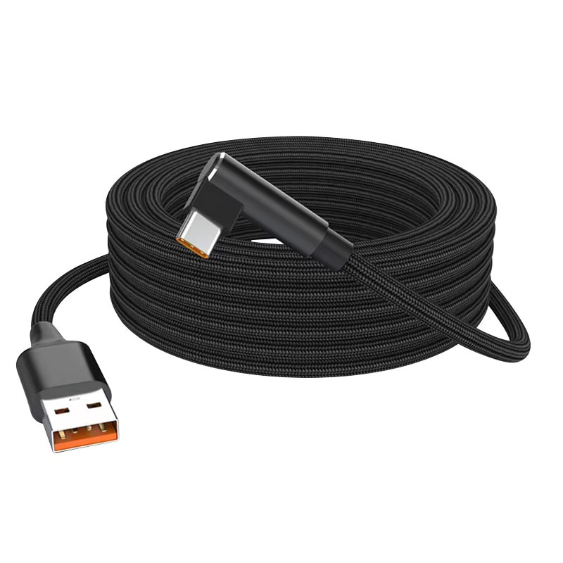 USB-C Winkelkabel Typ-C geflochtenes Schnellladekabel 6A in Schwarz - Bild 5