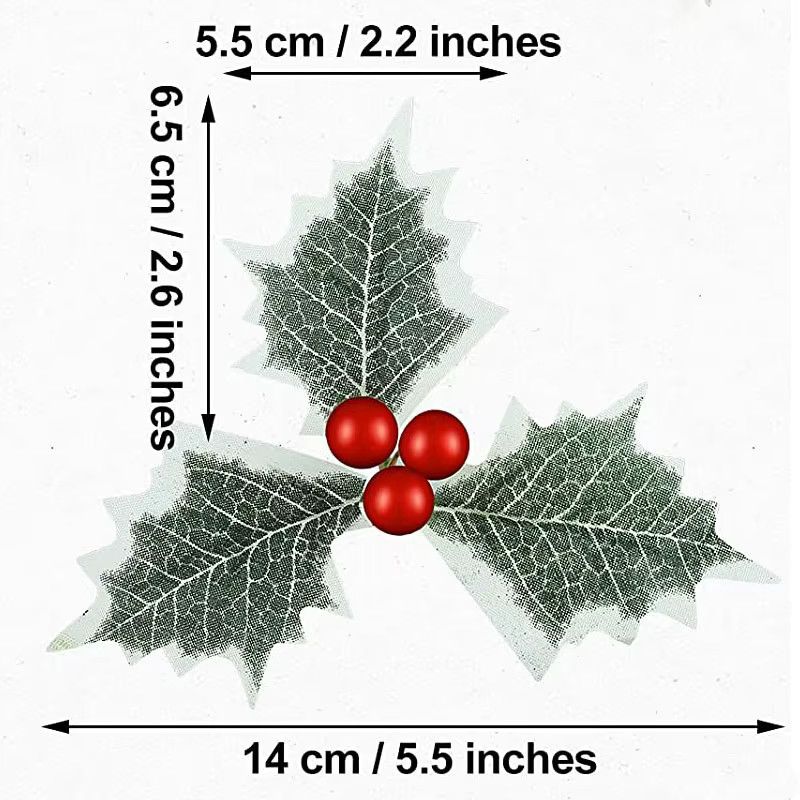 Joy-enlife Künstliche Stechpalmen Beeren mit Blättern in Gold und Rot für Weihnachtsbaumschmuck und Kranz-Arrangements, 10 oder 20 Stück - Bild 5