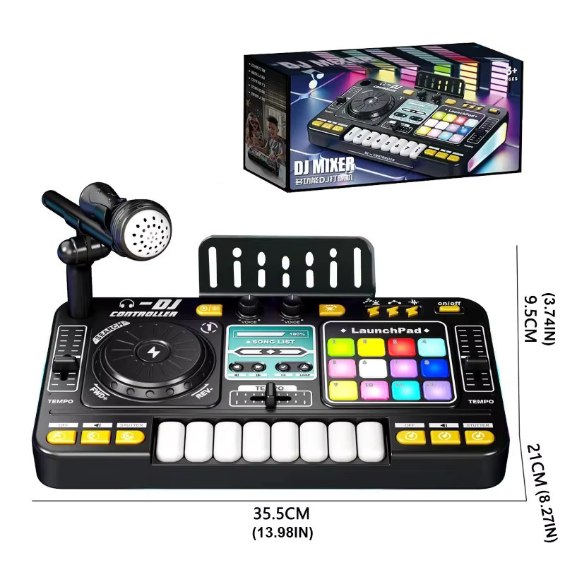 Kmoist Kinder DJ Mixer, elektronische Klaviertastatur, mit Mikrofon und Plattenspieler-Controller, ab 6 Jahren - Bild 6